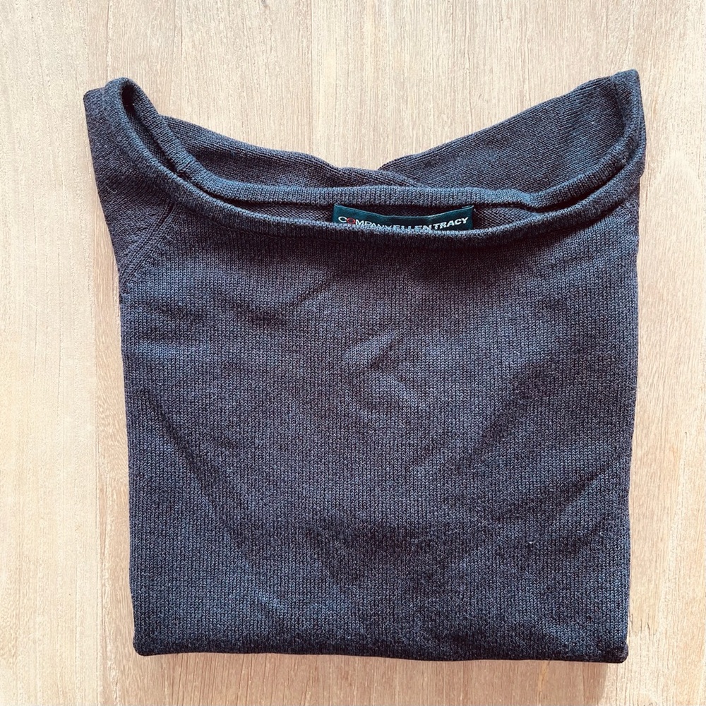 Ellen Tracy dark brown chocolate color short sleeve knit sweater size M